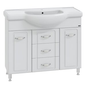 Изображение товара Тумба под раковину СаНта Монарх 105 с раковиной и зеркалом белая