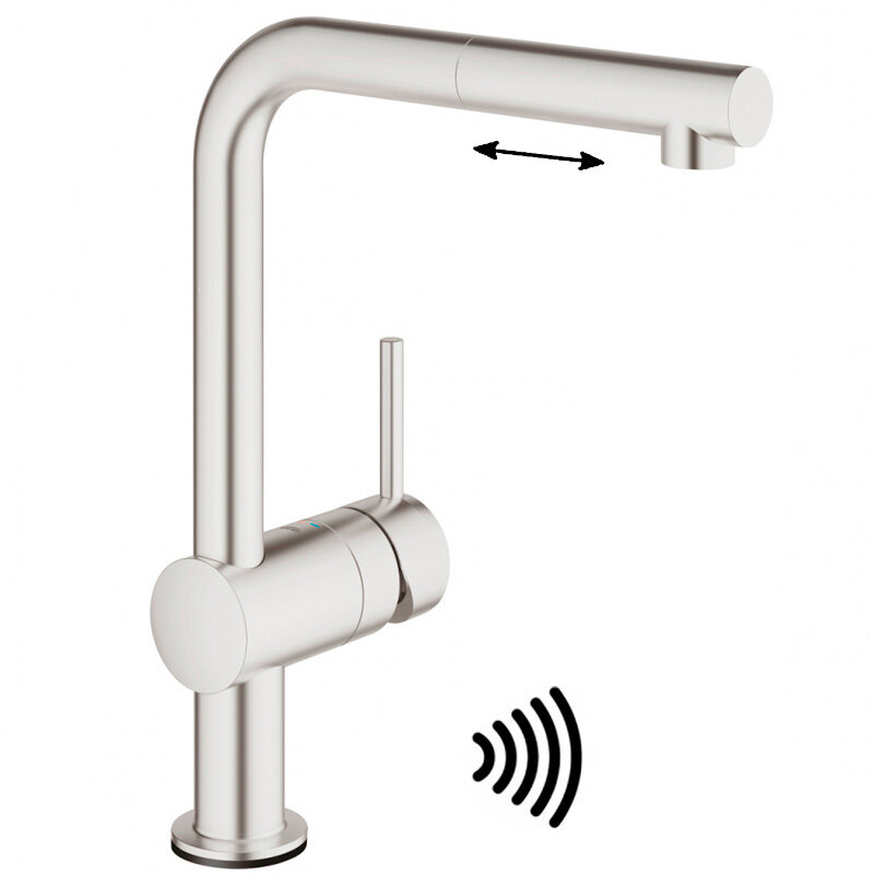 Изображение товара Сенсорный смеситель для кухонной мойки Grohe Minta, 31360DC1, с вытяжным изливом, суперсталь Изображение товара Сенсорный смеситель для кухонной мойки Grohe Minta, 31360DC1, с вытяжным изливом, суперсталь
