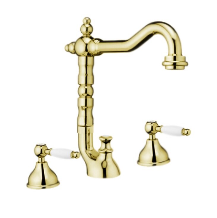 Изображение товара Смеситель для раковины Webert Dorian с поворотным изливом и донным клапаном золотой
