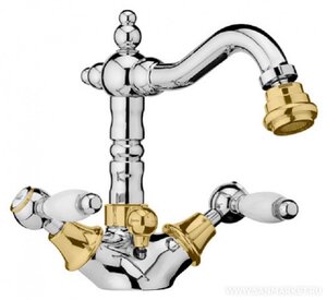 Изображение товара Смеситель для биде Webert Dorian DO710402017 с донным клапаном, хром/золото