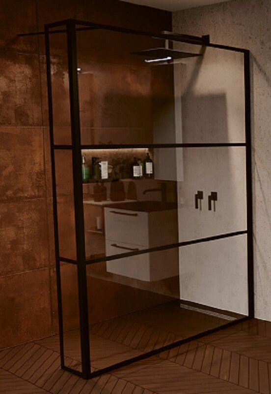 Изображение товара Душевая стенка Riho Grid XL GB402 Walk-In 120 см черный профиль