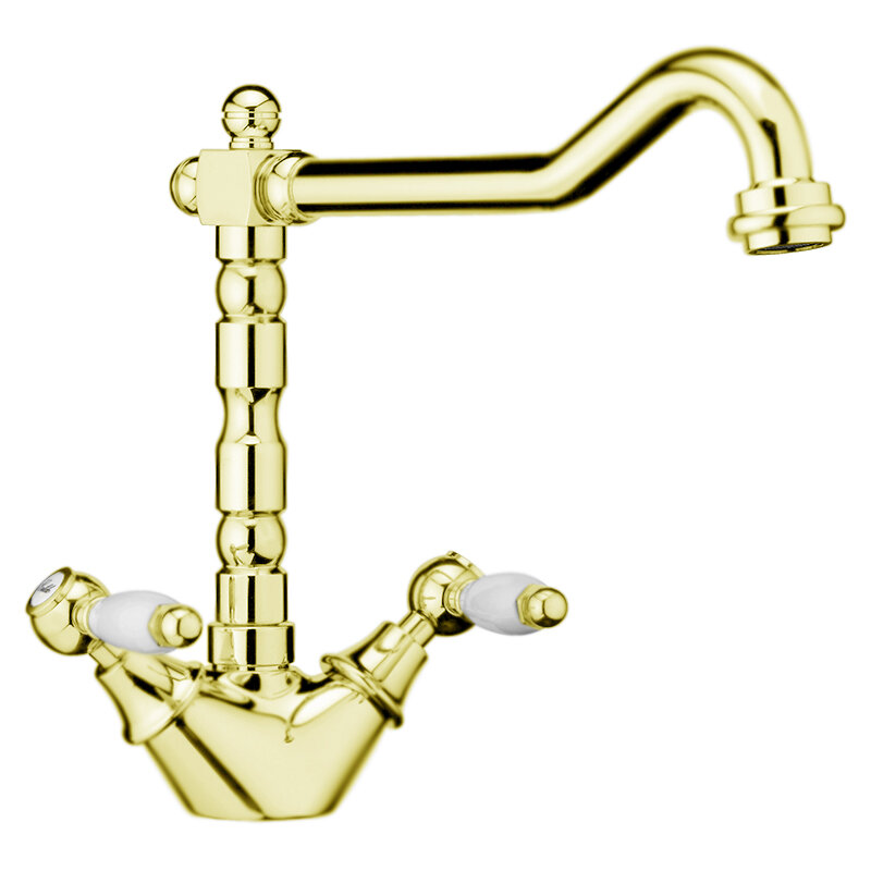 Изображение товара Современный кухонный смеситель Webert Dorian с поворотным изливом золотой