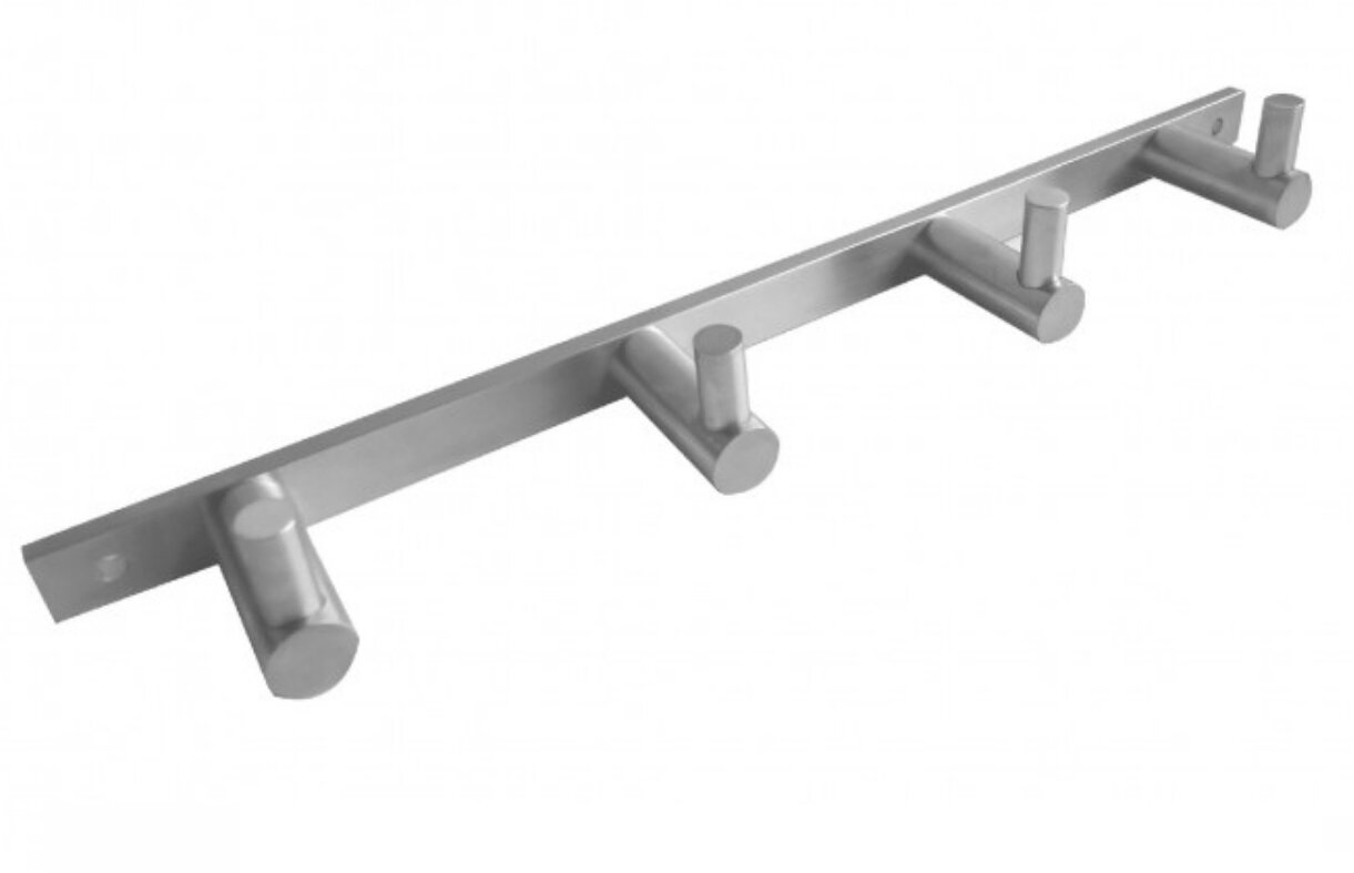 Изображение товара Планка с 4 крючками Bemeta Neo 27 см хром матовая настенная