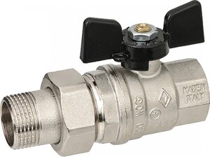 Изображение товара Шаровый кран Bugatti Oregon 322 1/2 нар-вн, с накидной гайкой, бабочка (3220027)