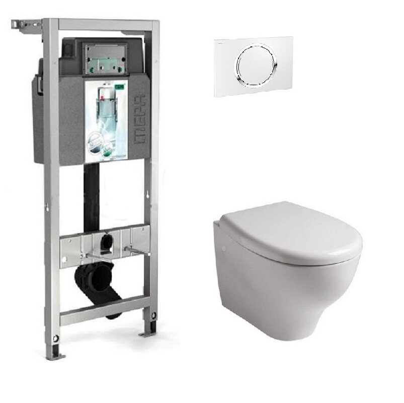 Изображение товара Инсталляция Mepa с безободковым унитазом Galassia Eden 7212, сиденье микролифт клавиша белая, комплект