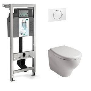 Изображение товара Инсталляция Mepa с безободковым унитазом Galassia Eden 7212, сиденье микролифт клавиша белая, комплект