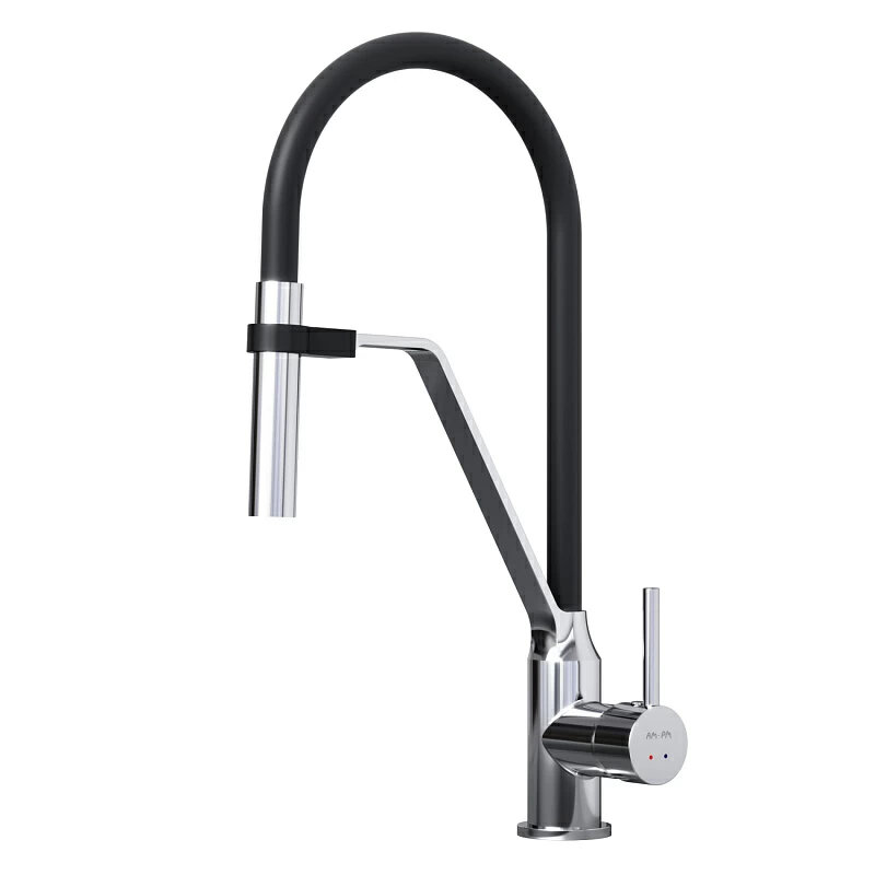 Изображение товара Смеситель для кухонной мойки Am.Pm Like F8013000, с гибким изливом, высокий, цвет хром/черный Изображение товара Смеситель для кухонной мойки Am.Pm Like F8013000, с гибким изливом, высокий, цвет хром/черный