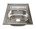 Кухонная мойка Mixline 527975 накладная с сифоном, выпуск 3 1/2, 50 х 60 х 18 х 0.8 см, хром - фото 1