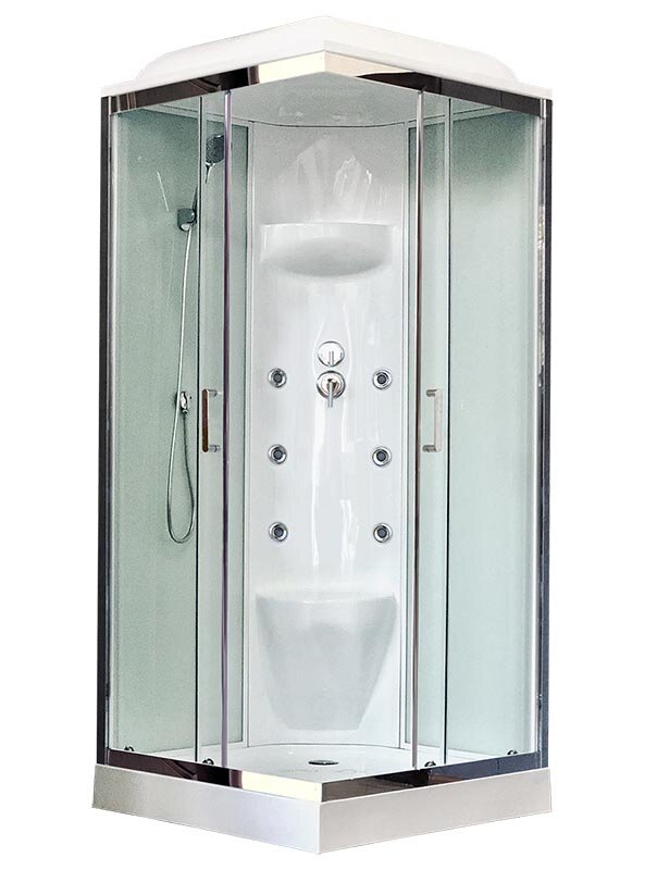 Изображение товара Душевая кабина Royal Bath RB80HP7-WT-CH 80x80 см с гидромассажем и тропическим душем