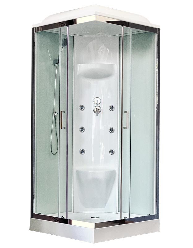 Изображение товара Душевая кабина Royal Bath RB90HP7-WT-CH 90x90 с гидромассажем и крышей