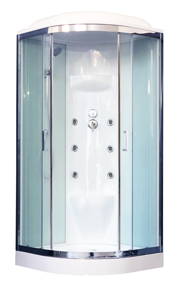 Изображение товара Душевая кабина Royal Bath RB100HK7-WT-CH 100x100 см с гидромассажем и тропическим душем
