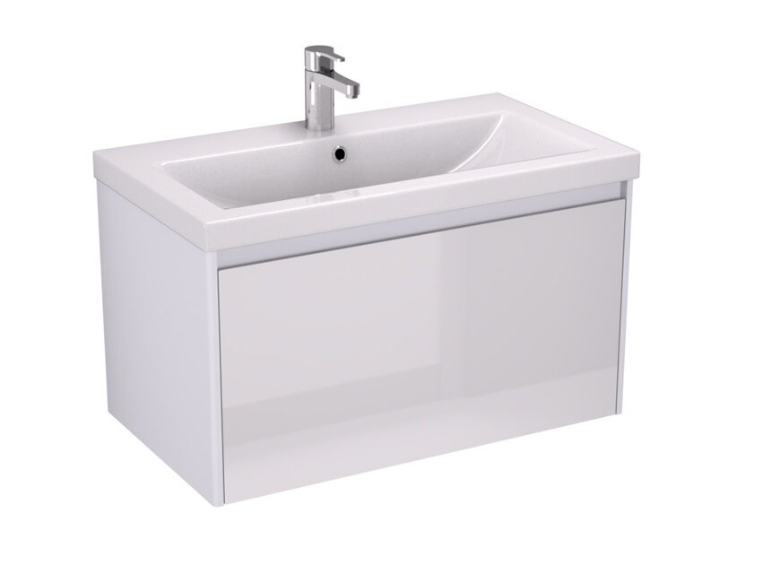 Изображение товара Тумба под раковину Velvex Klaufs 80 с выдвижным ящиком и белым глянцем