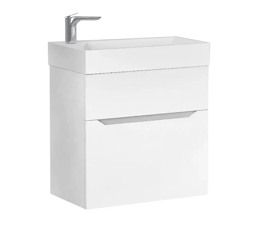 Изображение товара Тумба с раковиной Raval Brik RAVSET012, 65 см, подвесная, белая Изображение товара Тумба с раковиной Raval Brik RAVSET012, 65 см, подвесная, белая