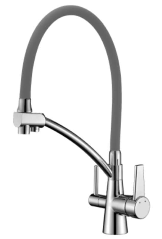 Изображение товара Смеситель Lemark Comfort LM3071C-Gray для кухонной мойки, с подключением к фильтру, хром/серый