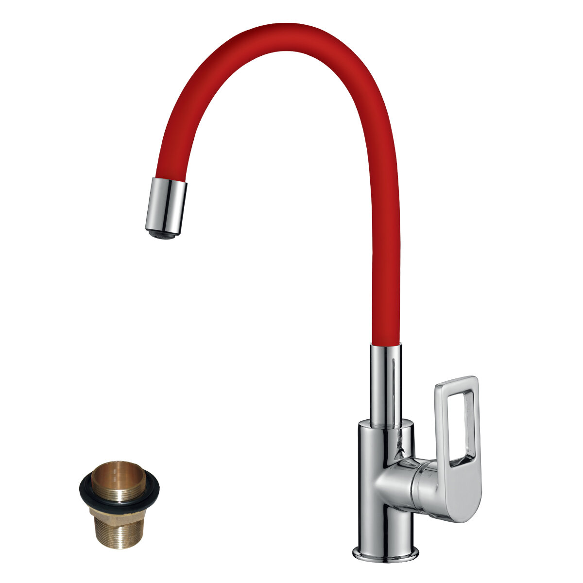 Изображение товара Смеситель Rossinka Z35-35U-Red для кухни с гибким изливом