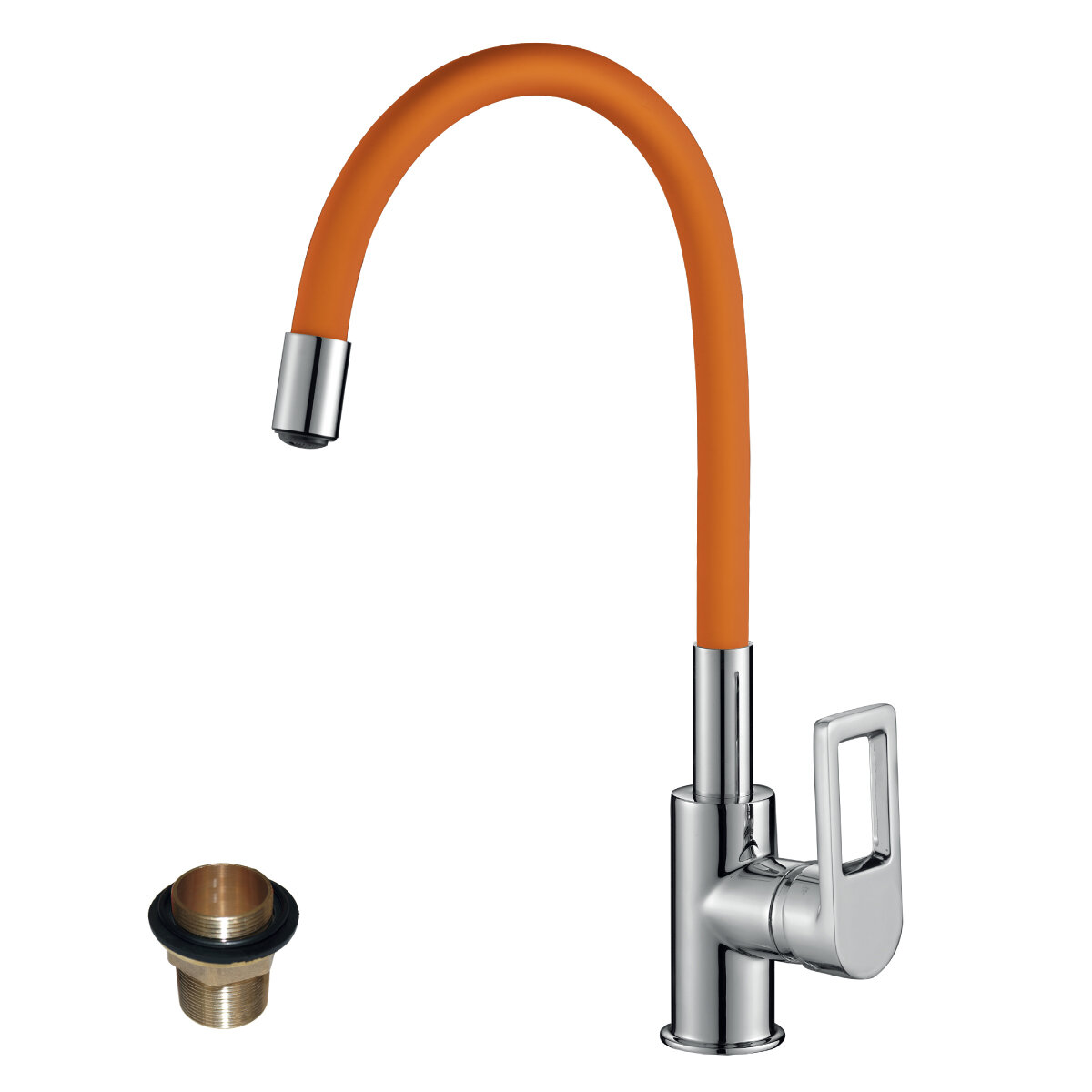 Изображение товара Смеситель Rossinka Z35-35U-Orange для кухонной мойки с гибким цветным изливом