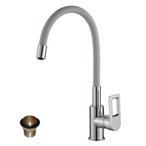 Изображение товара Смеситель Rossinka Z35-35U-Gray для кухонной мойки с гибким цветным изливом, хром