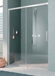 Изображение товара Раздвижная дверь с фиксированной панелью (слева/справа) Kermi Nica NI L2L/R 12020 VPK 120 x 200 см в нишу, стекло прозрачное, серебро/глянец