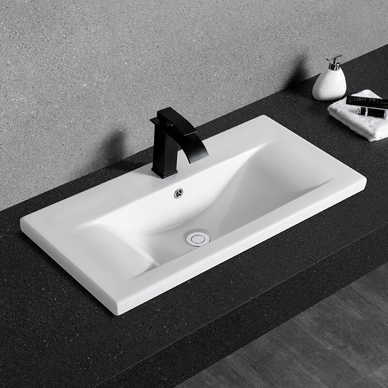 Изображение товара Раковина CeramaLux Серия N NYJ 9393-80 врезная белая прямоугольная