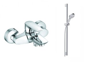 Изображение товара Душевой комплект Kludi Смеситель для ванны с душем Pure&Solid 346810575 хром + Душевой гарнитур Dive S 3S, 6893005-00 хром