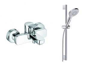 Изображение товара Душевой комплект Kludi Смеситель для ванны с душем Pure&Easy 376810565 хром + Душевой гарнитур Dive S 6963005-00 хром