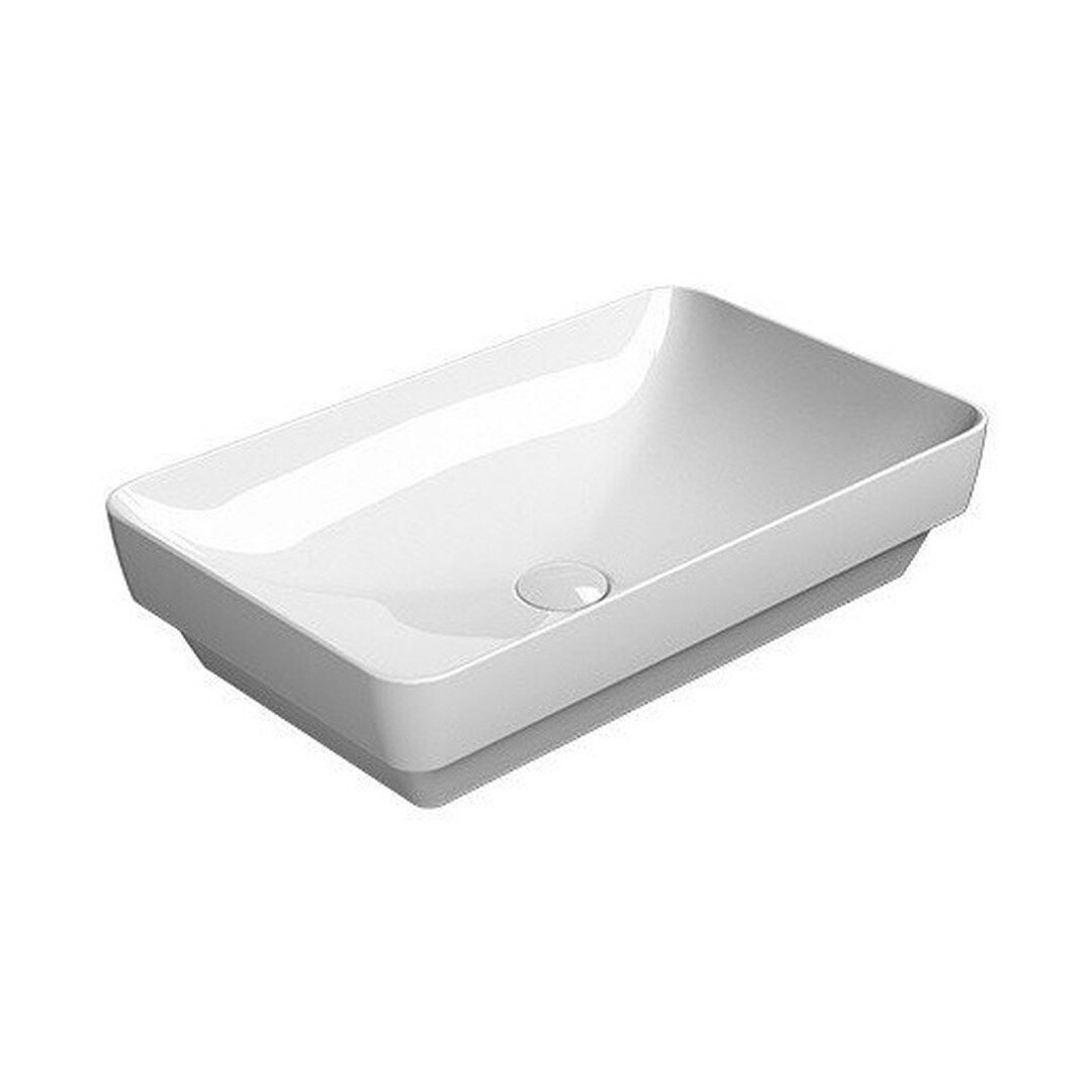 Изображение товара Раковина GSI Pura 8837PVC11, 60 см, накладная/встраиваемая сверху, фаянс, с донным клапаном PVC11, белая