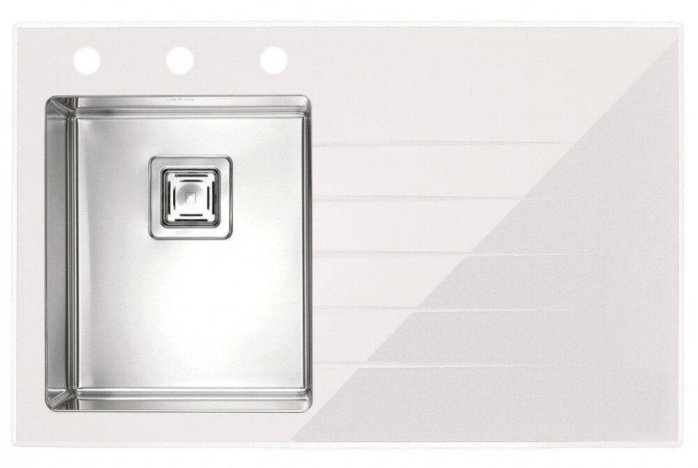 Изображение товара Мойка Alveus Crystalix 10 Нержавеющая сталь/Стекло Белая, левая/правая, 86x54