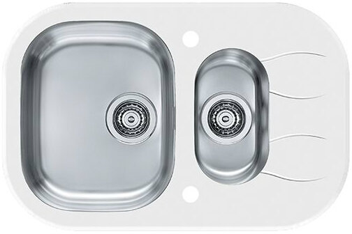 Изображение товара Мойка Alveus Wave 30 1102741 Белая стеклокерамическая/нержавеющая сталь