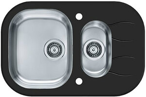 Изображение товара Кухонная мойка Alveus Wave 30 1102730 черная из нержавеющей стали и закаленного стекла