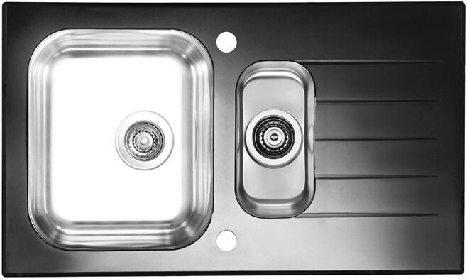 Изображение товара Кухонная мойка Alveus Glassix 20 1100015 черная нержавеющая сталь для врезки сверху