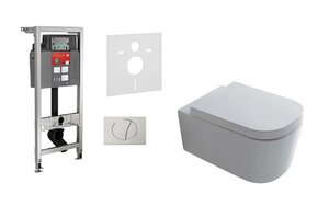 Изображение товара Комплект 6 в 1: 514306 Meg11: Инсталляция Mepa VariVIT A31 514306 + Унитаз подвесной безободковый Galassia Meg11 5411 35 x 55 см, сиденье SoftClose 5455
