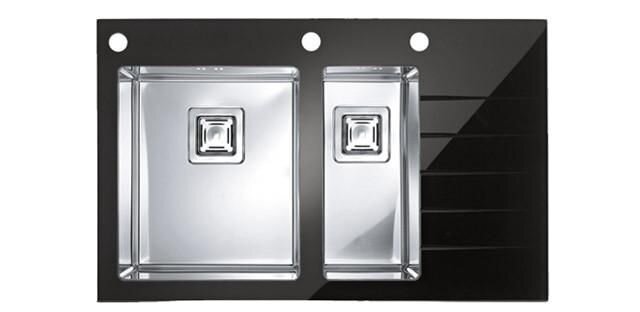 Изображение товара Мойка Crystalix 20 Alveus Черная (стекло) с угловым монтажем