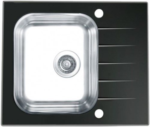 Изображение товара Кухонная мойка Alveus Vitro 10 1114557, черная, нержавеющая сталь и стекло, 60х50 см