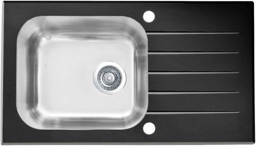 Изображение товара Мойка Alveus Vitro 10 1114558 Нержавеющая сталь + стекло, 78×43 см, черная