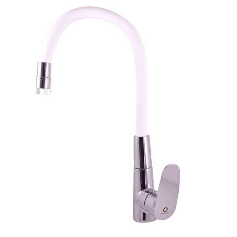 Изображение товара Смеситель для кухонной мойки Rav-Slezak Amur AM719.5/11B, гибкий излив, душ, хром/белый