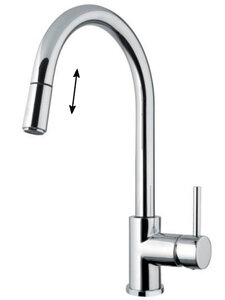 Изображение товара Смеситель для кухни Alveus Vela 1132183, однорычажный, хром, выдвижной излив