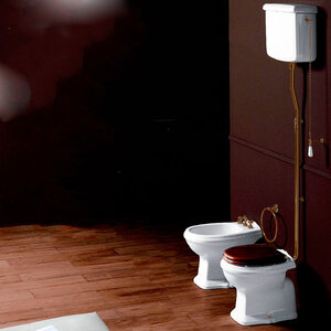 Изображение товара Напольный унитаз Simas Arcade AR801bi с высоким бачком, слив в пол, фурнитура бронза