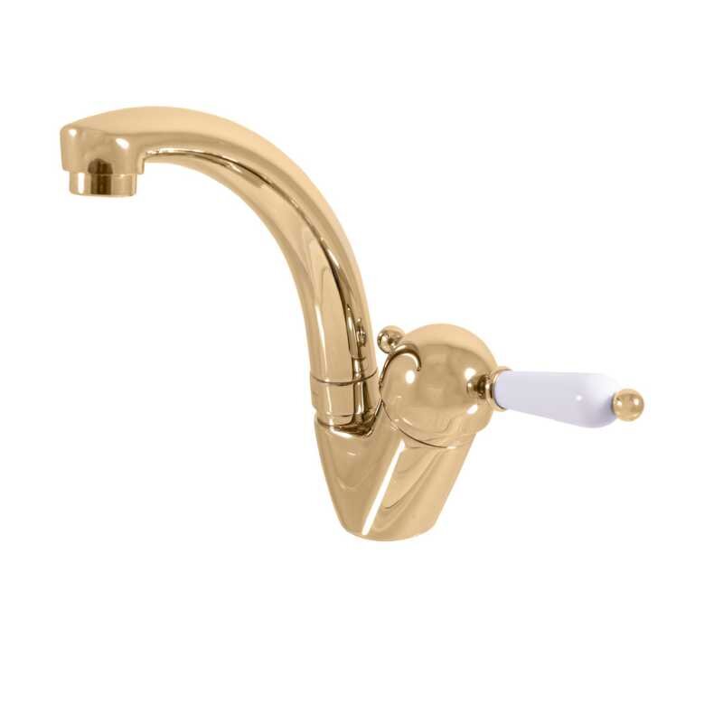 Изображение товара Смеситель для раковины Rav-Slezak Labe L506.5/2Z золото/белый с поворотным изливом