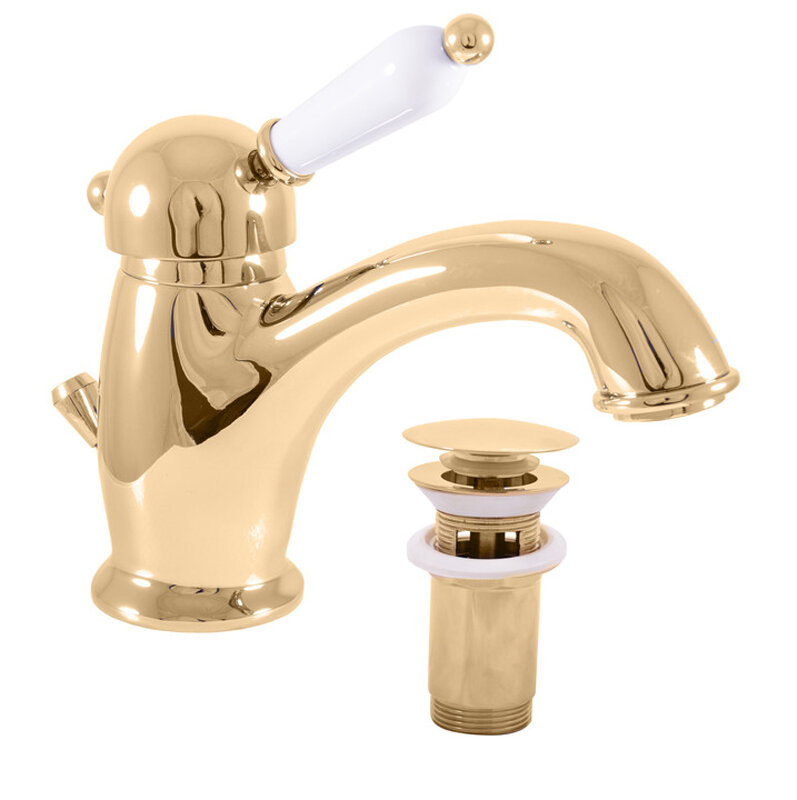 Изображение товара Смеситель для раковины Rav-Slezak Labe L527.5KZ с донным клапаном и покрытием золото