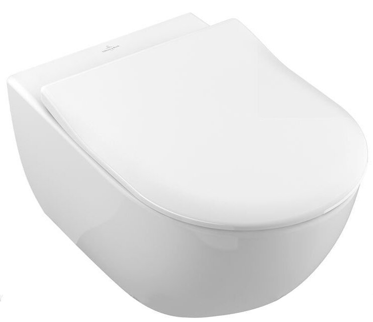 Изображение товара Подвесной безободковый унитаз Villeroy&Boch Subway 2.0 5614R2R1 с покрытием CeramicPlus с крышкой-сиденьем Slimseat с микролифтом, альпийский белый