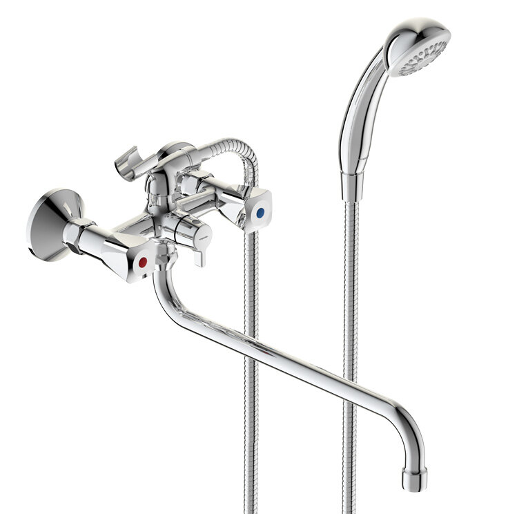 Изображение товара Смеситель Vidima Practic BA343AA для ванны и душа, хром, длинный излив Изображение товара Смеситель Vidima Practic BA343AA для ванны и душа, хром, длинный излив