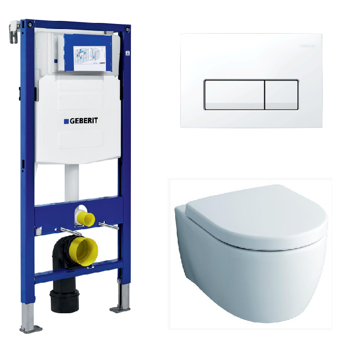 Изображение товара Унитаз Geberit iCon 204060000 с инсталляцией Duofix 458.128.11.1 безободковый подвесной