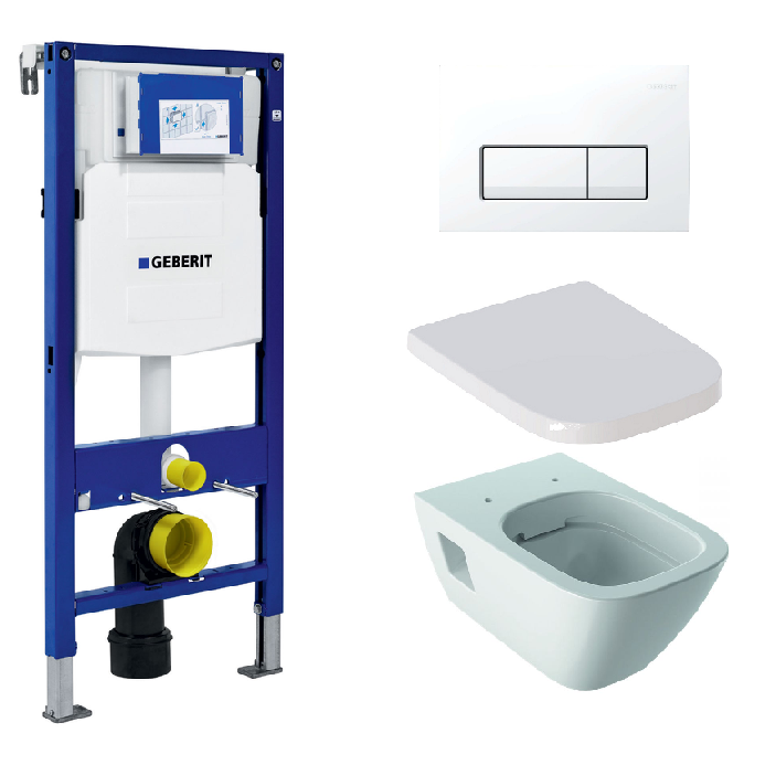 Изображение товара Подвесной унитаз Geberit Renova Plan 500.378.01.1 с микролифтом + инсталляция Geberit Duofix 458.12