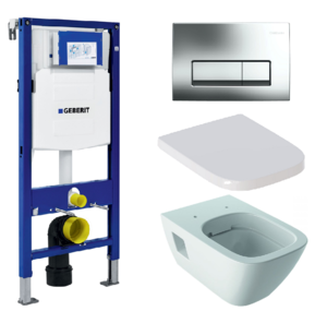 Изображение товара Комплект инсталляции Geberit с унитазом Renova Plan безободковый подвесной 500.378.01.1