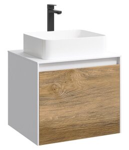 Изображение товара Тумба под раковину Aqwella Mobi 60 см, фасад дуб балтийский, корпус белый, MOB0706DB+MOB0106W