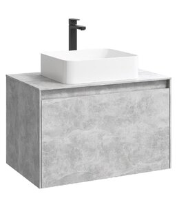 Изображение товара Тумба под раковину Aqwella Mobi 80 см, фасад бетон светлый, корпус бетон светлый, MOB0708BS+MOB0108BS