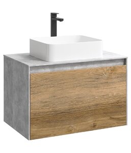 Изображение товара Тумба под раковину Aqwella Mobi 80 см, фасад дуб балтийский, корпус бетон светлый, MOB0708DB+MOB0108BS