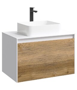 Изображение товара Тумба под раковину Aqwella Mobi 80 см, фасад дуб балтийский, корпус белый, MOB0708DB+MOB0108W