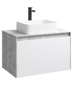 Изображение товара Тумба под раковину Aqwella Mobi 80 см, фасад белый, корпус бетон светлый, MOB0708W+MOB0108BS