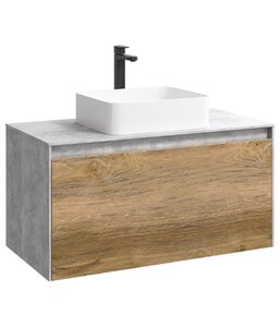 Изображение товара Тумба под раковину Aqwella Mobi 100 см дуб балтийский светлый бетон